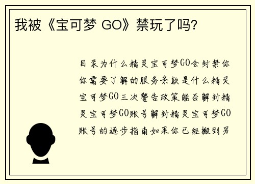 我被《宝可梦 GO》禁玩了吗？